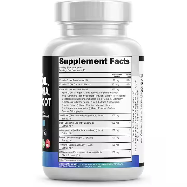 Black Seed Oil And Ashwagandha Supplement Sea Moss Capsules Black Seed Oil And Ashwagandha Supplement Sea Moss Capsules